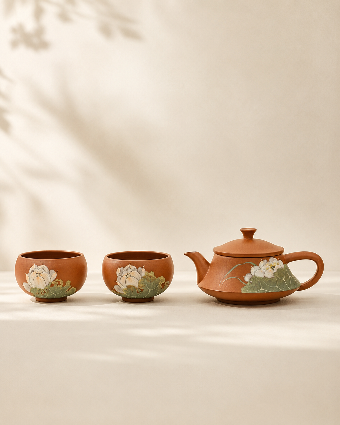 Lotus Teapot and Two-Cup Set