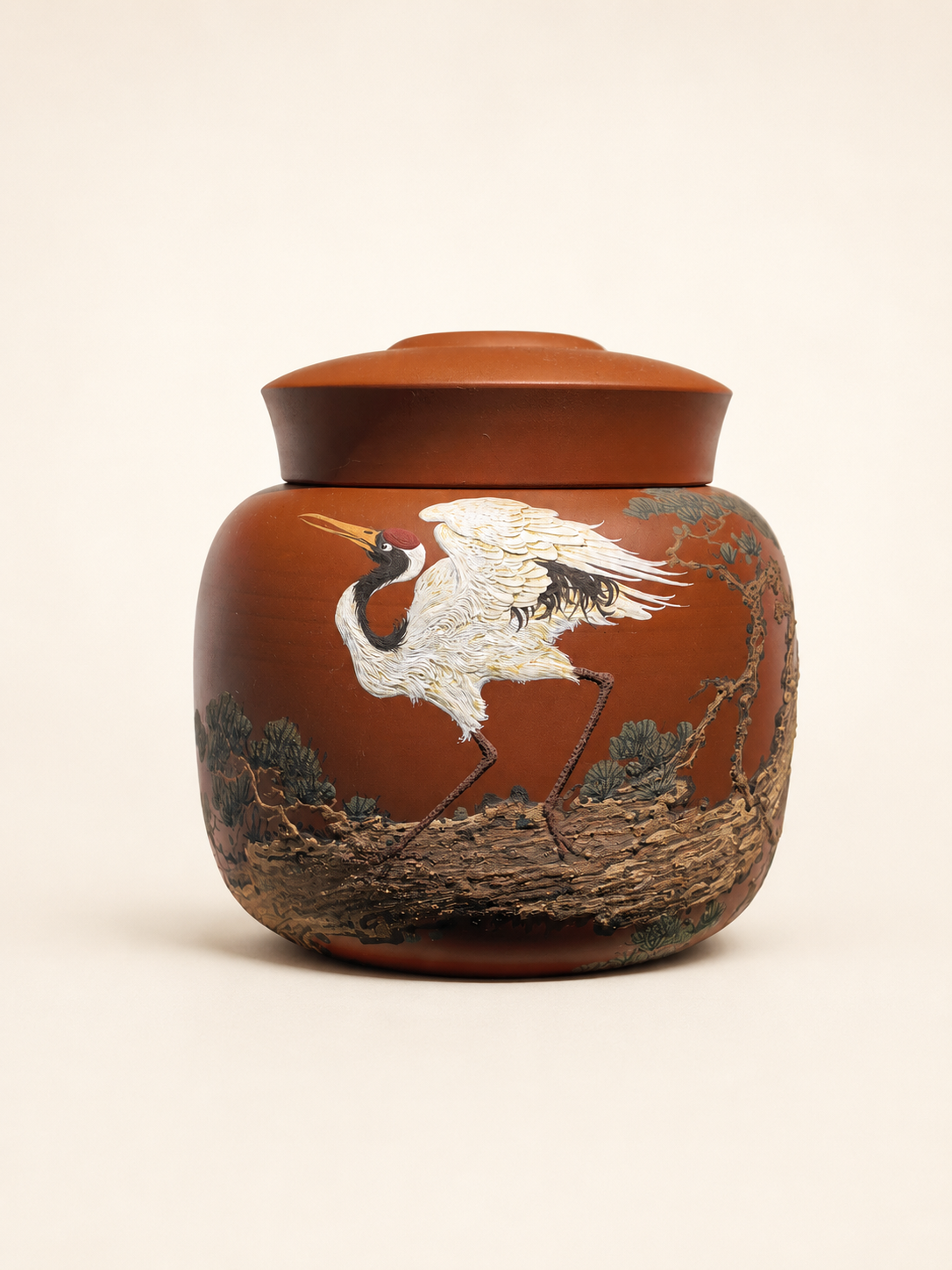 Pine and Crane Tea Canister