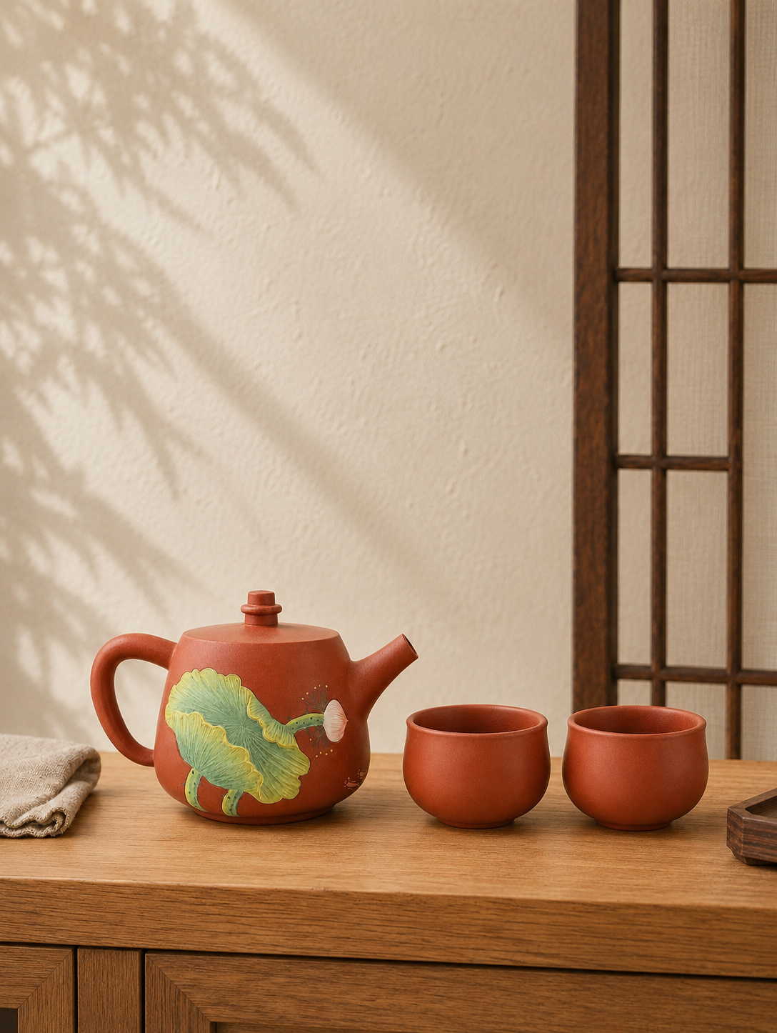 Lotus Three-Piece Tea Set