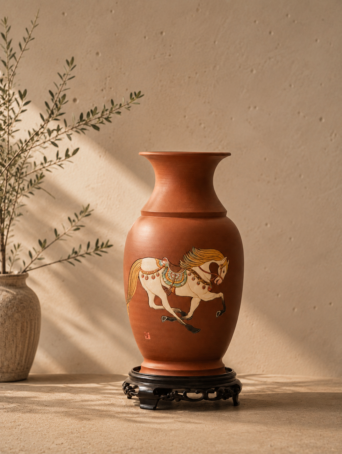 Flower Vase (Horse, Lotus and Panda)